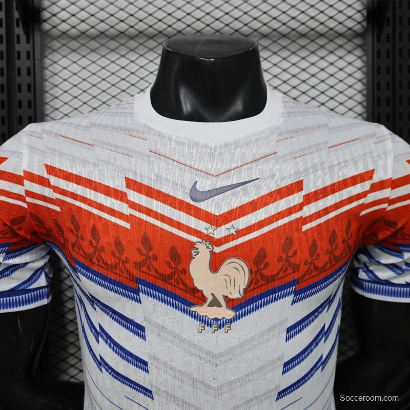 Player Version 2026 France Away White with Red & Blue Chevron Stripe Special Edition Jersey