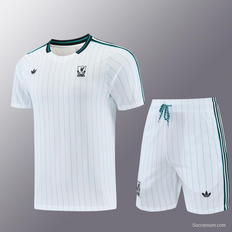 26/27  Liverpool White Short Sleeve+Soccer Shorts