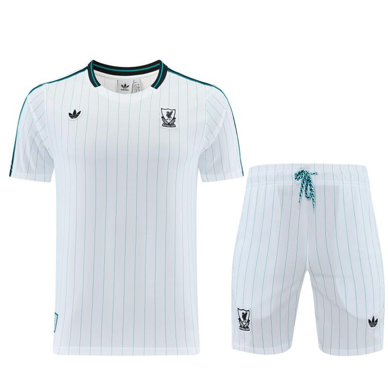 26/27  Liverpool White Short Sleeve+Soccer Shorts