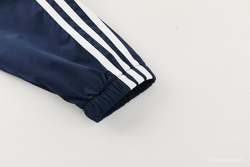 26/27 Real Madrid Navy Blue Full Zipper Hooded Windbreaker Tracksuit + Long Pants