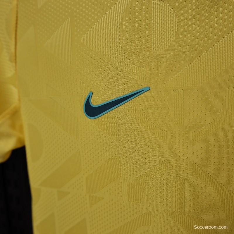 Player Version Women 2026  Brazil Yellow with Green Home Jersey