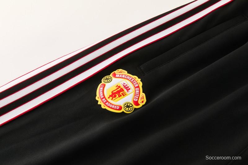 2026/27 Manchester United Black Grunge Splatter Paint Full Zipper Jacket Tracksuit + Long Pants