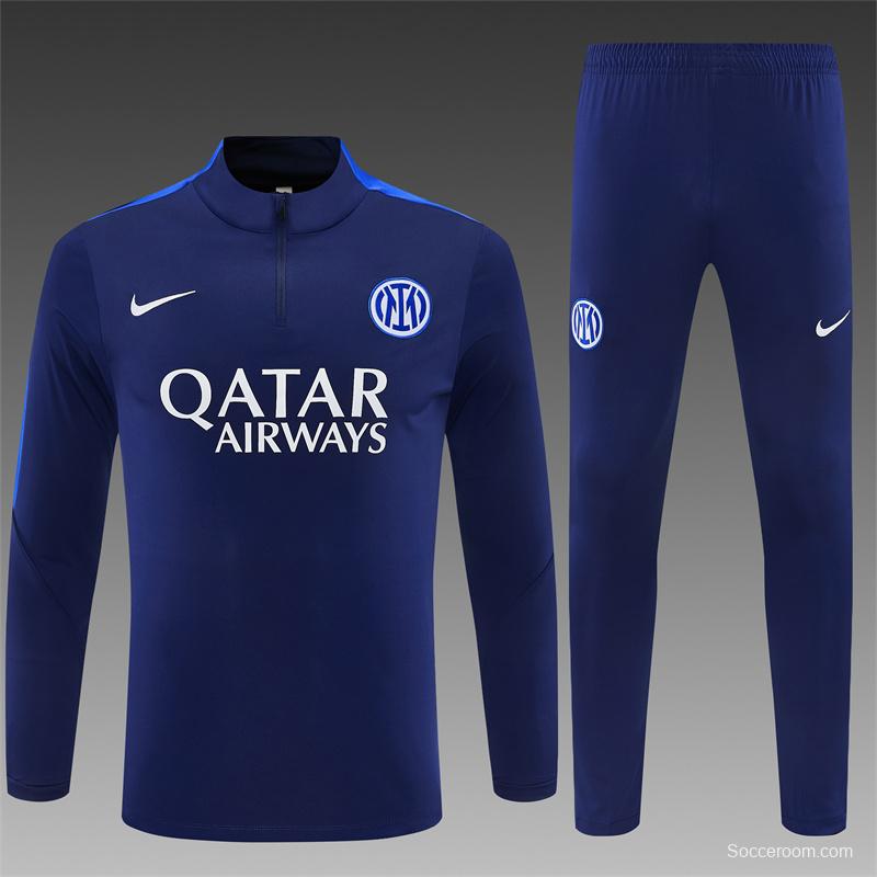 2026 Inter Milan Dark Navy Blue Half Zipper Jacket Tracksuit + Long Pants