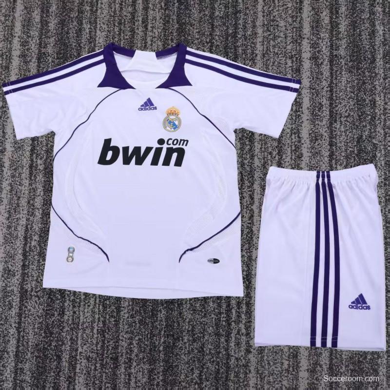 Retro 2007/08 Kids Real Madrid White & Purple Home Jersey