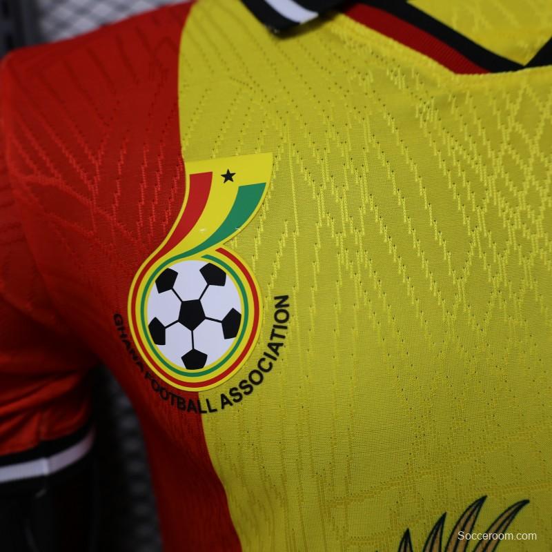 Player Version 2026 Ghana Special Edition Yellow Red Green with National Coat of Arms & Flag Jersey
