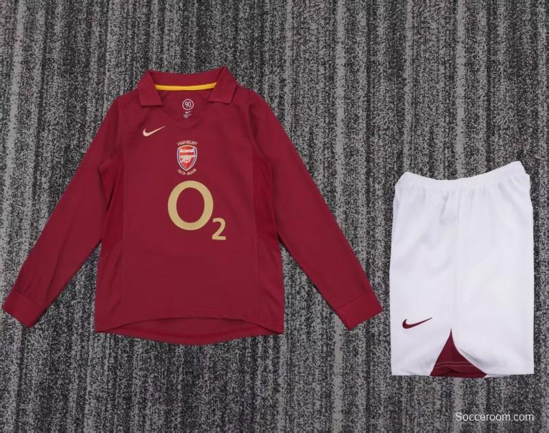 Retro Kids 05/06 Arsenal Home Long Sleeve Jersey