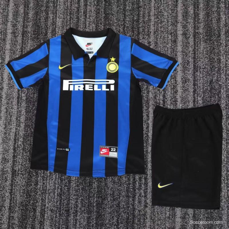 Retro 98/99 Kids  Inter Milan Blue & Black Stripe Home Jersey