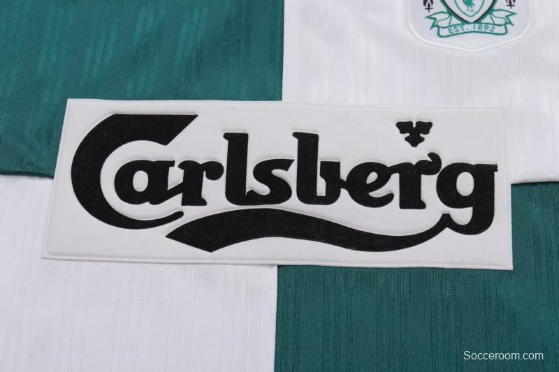Retro 1995/96 Kids Liverpool White & Green Away Jersey