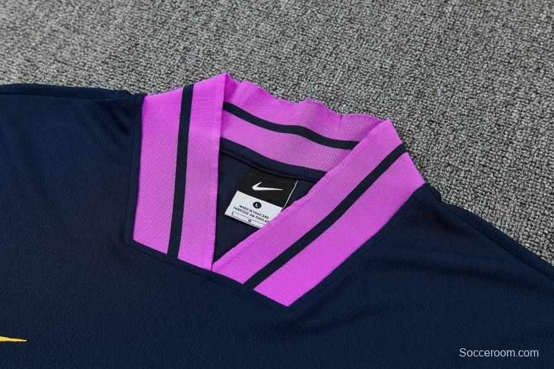 26/27 FC Barcelona Navy Blue with Purple  Short Sleeve Tracksuit + Long Pants