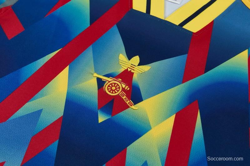 26/27 Arsenal Yellow Blue Red Geometric Multicolor Short Sleeve Tracksuit + Long Pants