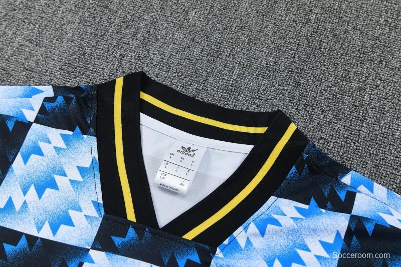 26/27 Manchester United Blue & Black Checkerboard Short Sleeve Tracksuit + Long Pants