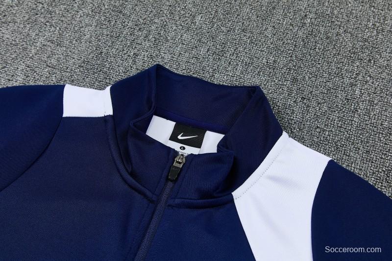 26/27 Paris Saint-Germain Navy Blue & White Full Zipper Jacket Tracksuit + Long Pants (Home)