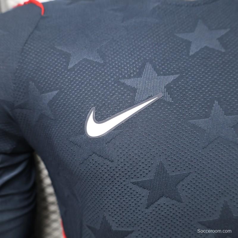 Player Version 2026 USA Navy Blue with Tonal Star  Long Sleeve Away Jersey