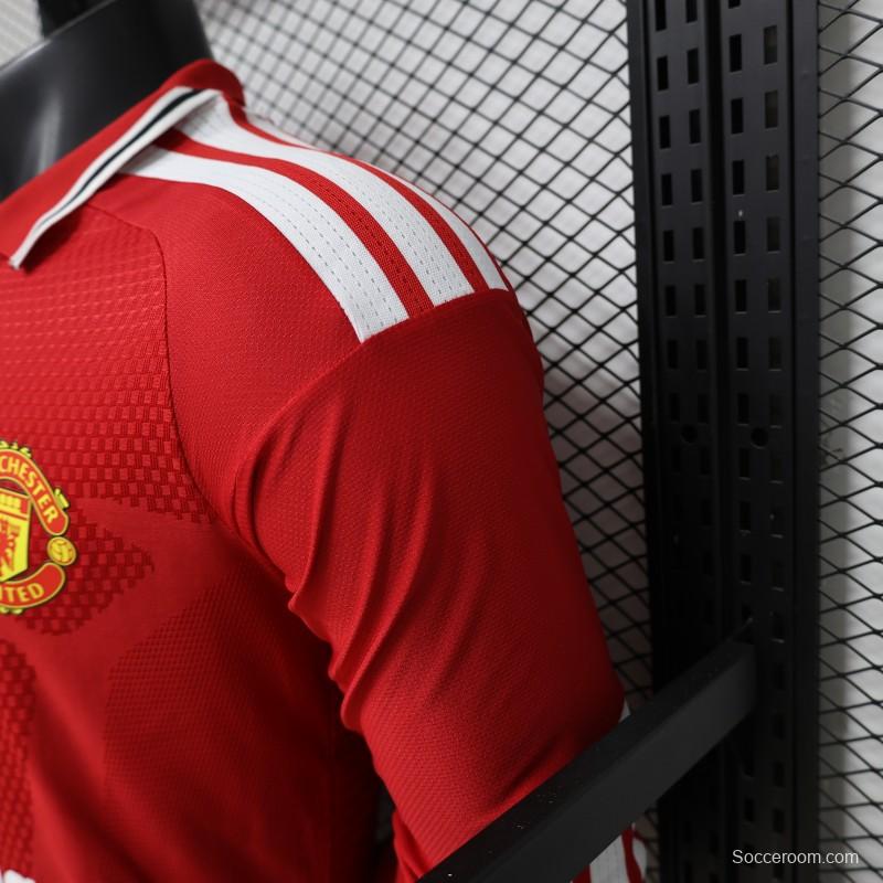 Player Version 26/27 Manchester United Red Polo Collar  Long Sleeve Jersey