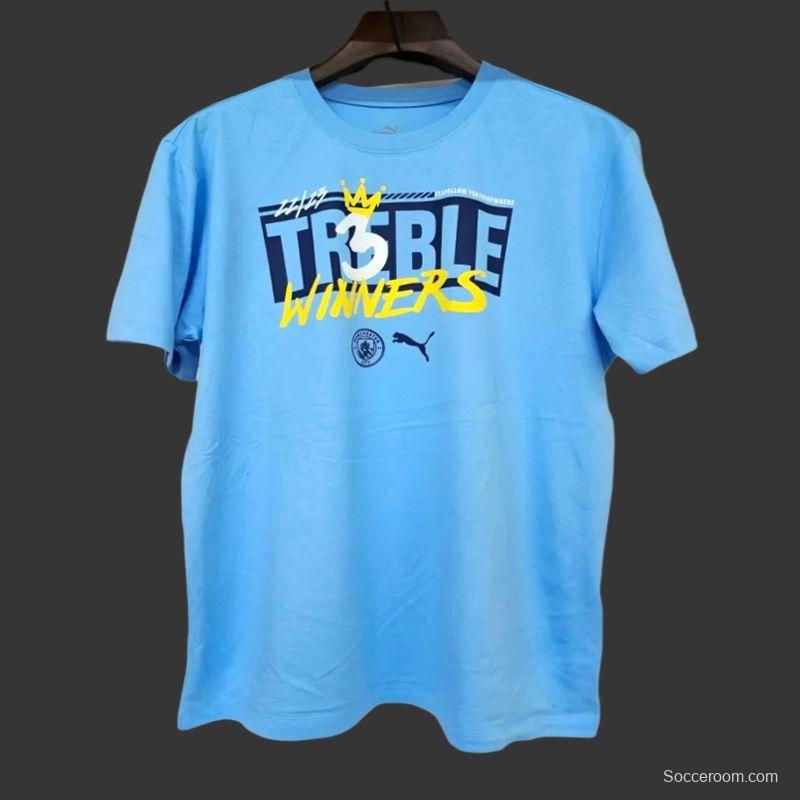 23/24 Manchester City Blue 3 Treble Winners Jersey