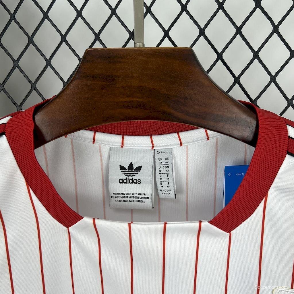 25/26 Benfica Adidas Original White with Red Pinstripes Jersey