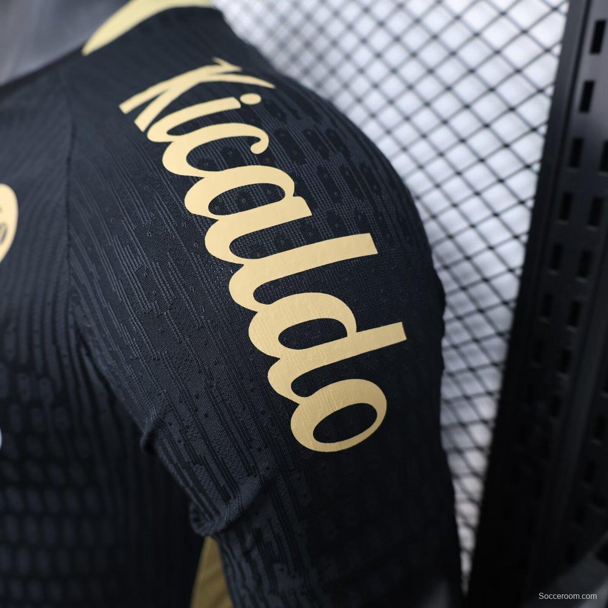 Player Version 25/26 Santos FC Black with Textured Pattern Jersey With Full Sponsors