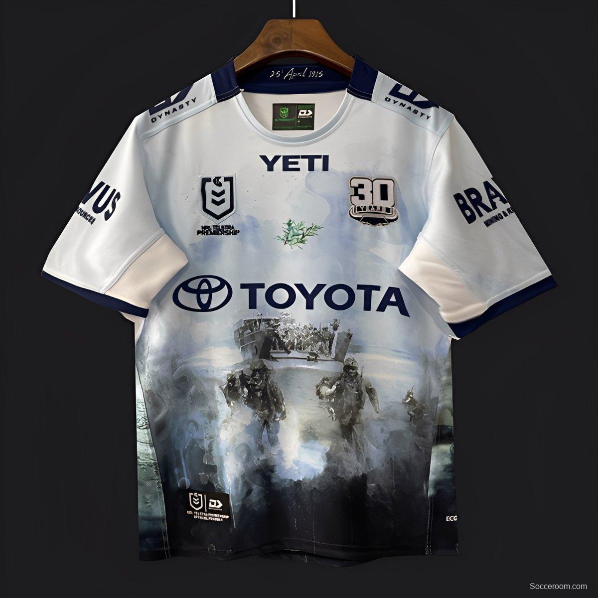 25/26 North Queensland Cowboys White with ANZAC Gallipoli Commemorative Jersey