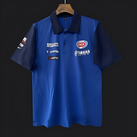 2025 F1 Yamaha Racing Team Blue and Navy Polo Jersey with Multiple Sponsors