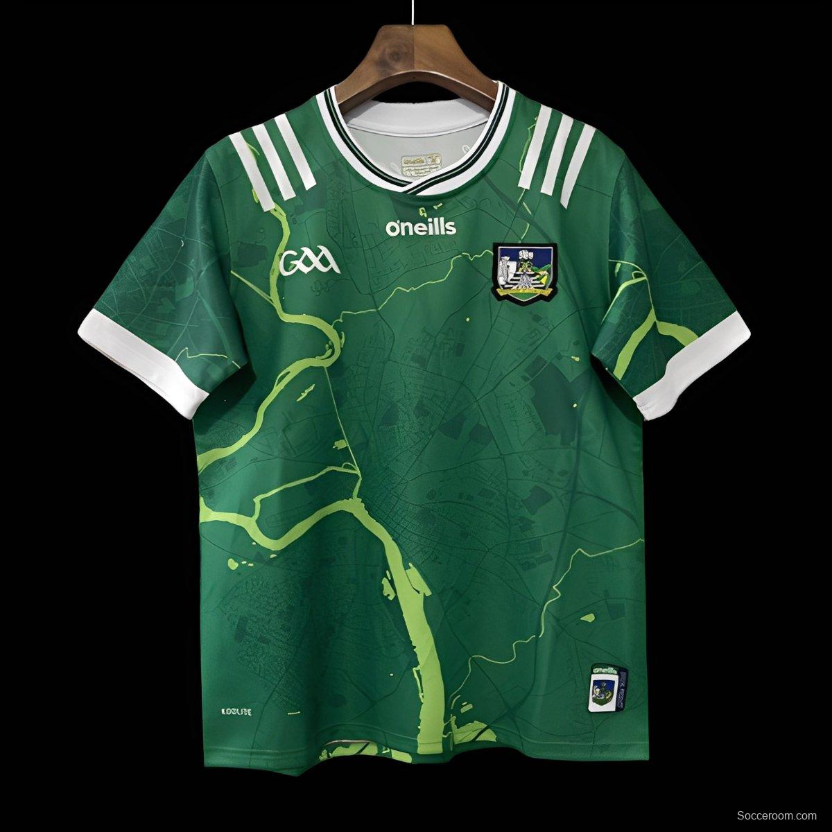 25/26 Limerick GAA Green with River Shannon Map Pattern Home Jersey
