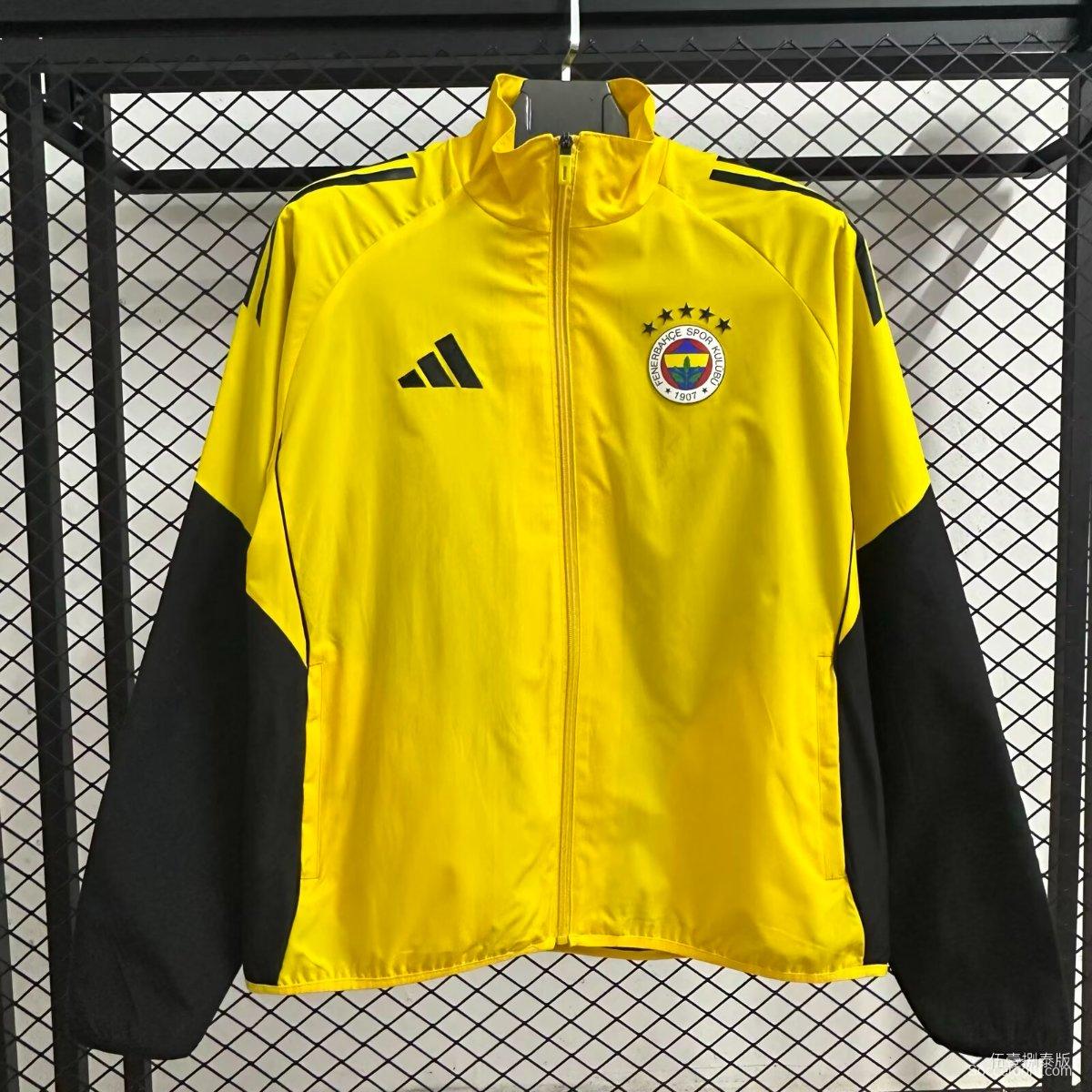 25/26 Fenerbahce Black/Yellow Full Zipper Windbreaker