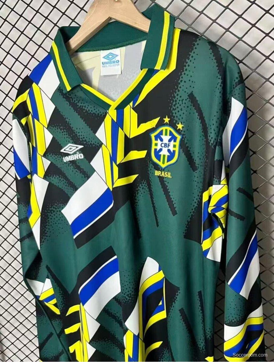 Retro 1994 Brazil Goalkeeper Green Long Sleeve Jersey