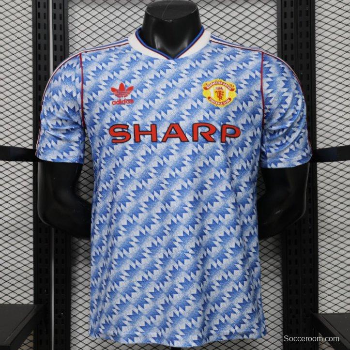 Player Version 26/27  Manchester United Away Blue Vintage Remake   Jersey