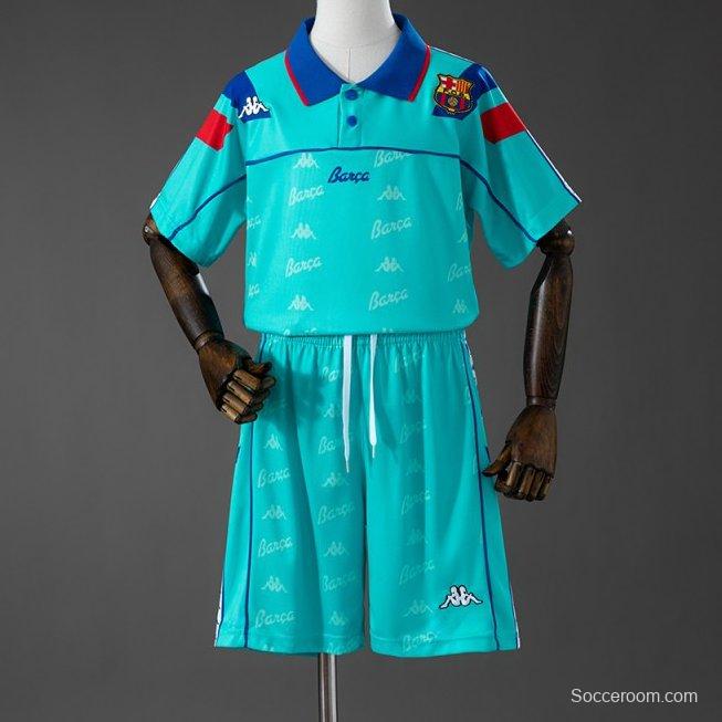 92/95 Kids Barcelona Away Retro Kit Jersey Size 16-28